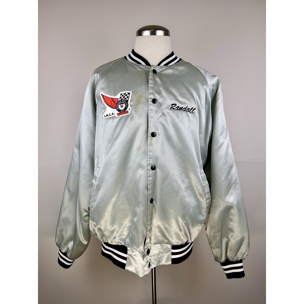 Vintage 80's IMCA‎ Hartwell  Satin Jacket Made In USA Size 2XL RARE Patina